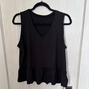 Black Sleeveless Ruffle Hem Top